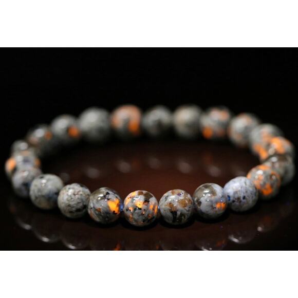 8mm Flame Stone Bracelet Natural Flame Stone Beaded Bracelet*UV activated*Unisex - Picture 3 of 4